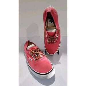 Authentic Vans PINK Sneakers Unisex Sz Mens 7 Womens 8.5 Canvas w Leather Laces
